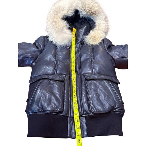 Mackage XS Designer Down Fill Annie Glam Leather Puffer Jacket w/ Fur Hood $1050 - Picture 12 of 16